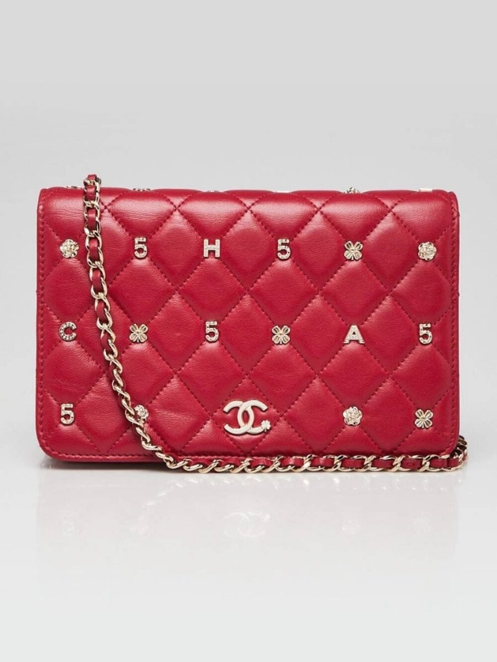 Chanel Red Quilted Lambskin Leather All About Chanel WOC Clutch Bag
